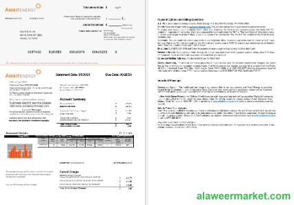 USA Ambit Energy business utility bill Word and PDF template 1-2 pages
